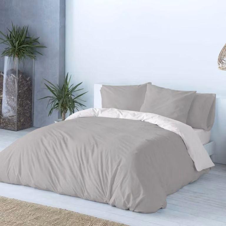 Funda nórdica reversible de algodón NAF NAF en gris y blanco, 200 x 200 cm