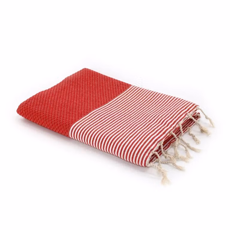 Fouta de algodón Febronie con diseño de panel de abeja en color rojo, An/Al: 100 x 200 cm