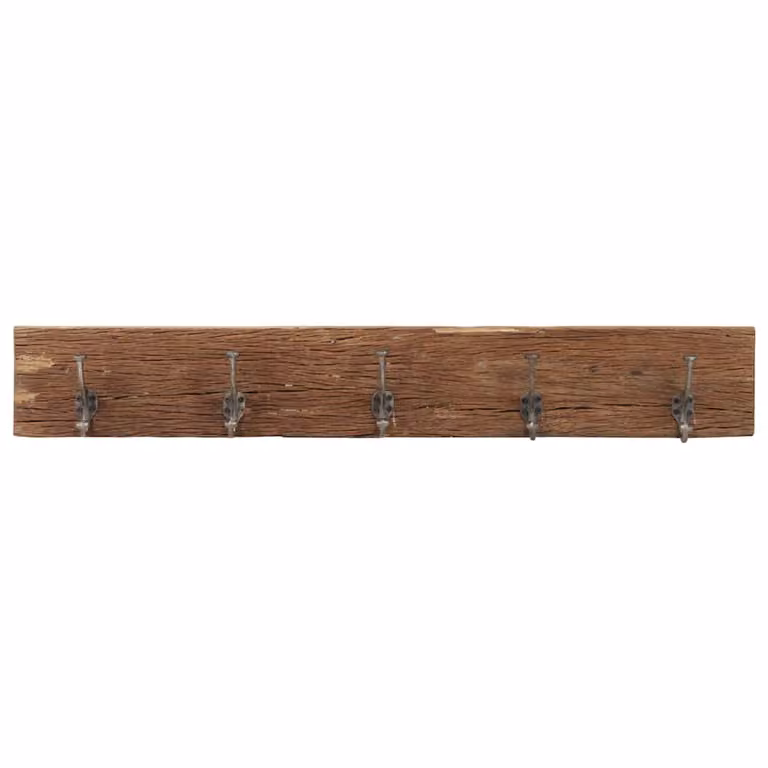 Perchero de recibidor vidaXL de madera de acacia y metal con 5 ganchos, color marrón, An/P/Al: 100 x 2,5 x 15 cm