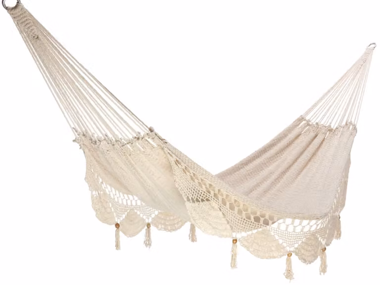 Hamaca doble Hamac del Sol de algodón en color beige para adultos