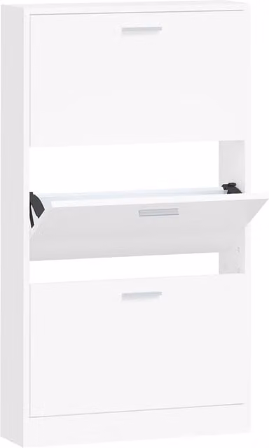 Armario zapatero Helloshop26 moderno en color blanco para pasillo, salón o dormitorio, An/P/Al: 59 x 17 x 108 cm