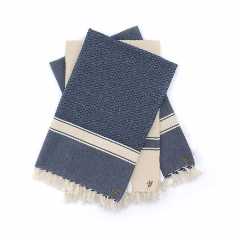 Pack de 3 paños de cocina MARSA de algodón en color azul denim, An/Al: 45 x 75 cm