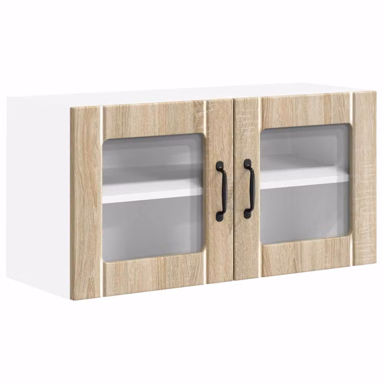 Armario de pared moderno vidaXL LUCCA con puertas de vidrio y estantes internos, color marrón, An/P/Al: 80 x 31 x 40 cm
