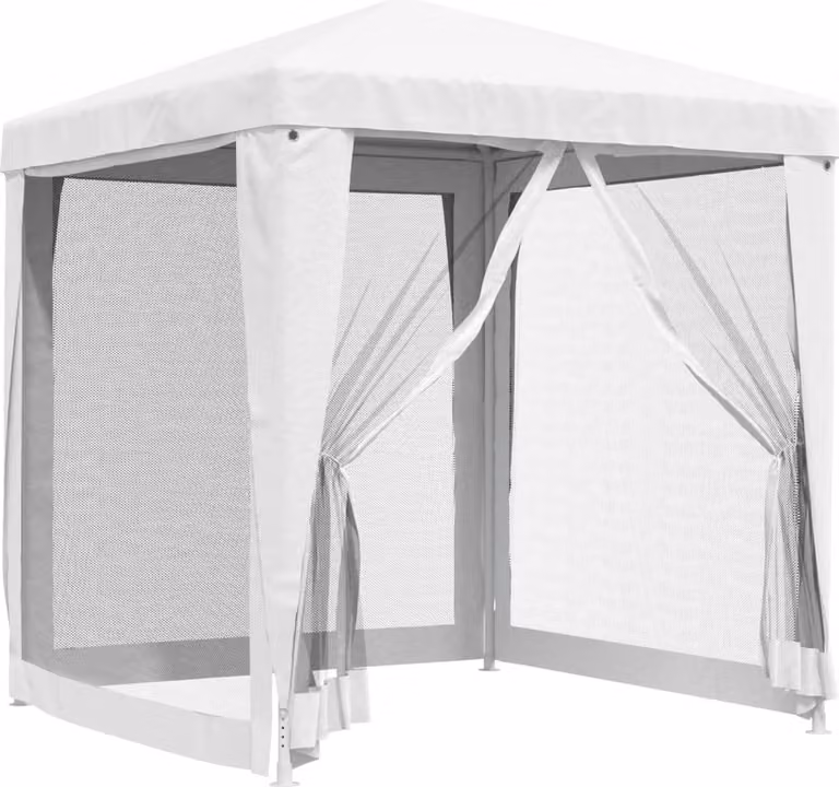 Carpa para celebraciones Syfax de color blanco con 4 paredes de malla, estructura de metal y poliéster, An/P: 200 x 200 cm, Al: 240 cm