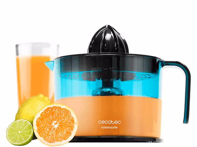 Exprimidor de cítricos Cecotec EssentialVita Adjust Black de 40W con capacidad de 1L y piezas aptas para lavavajillas
