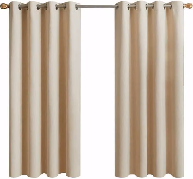 Cortina Opaca Térmica ODIPIE de 2 Paneles, Aislante de Frío y Ruido con Ojales, Color Beige, An: 132 cm, Al: 155 cm