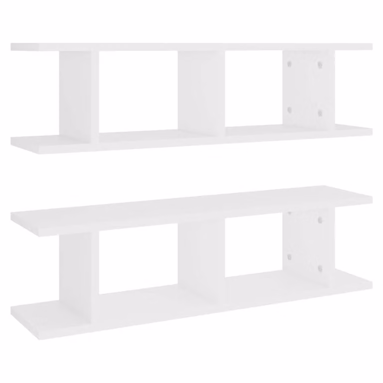 Set de 2 estantes de pared vidaXL en madera de MDF color blanco para salón o dormitorio, An/P/Al: 75 x 20 x 18 cm