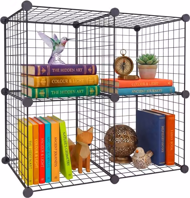 Estantería modular de 4 cubos Relaxdays en metal negro mate, An/P/Al: 75 x 37 x 75 cm