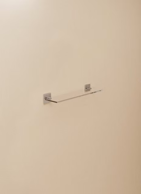 Estante de baño Cosmic Duo Square de cristal y metal en color plata y transparente, Ancho: 40 cm