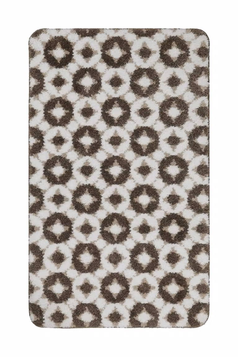 Alfombra de baño Wecon Home con impresión digital en color topo y beige, An/P: 60 x 100 cm