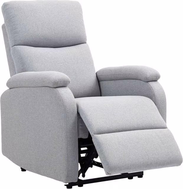 Sillón moderno NORTHIX tapizado en lino gris con reposabrazos para salón