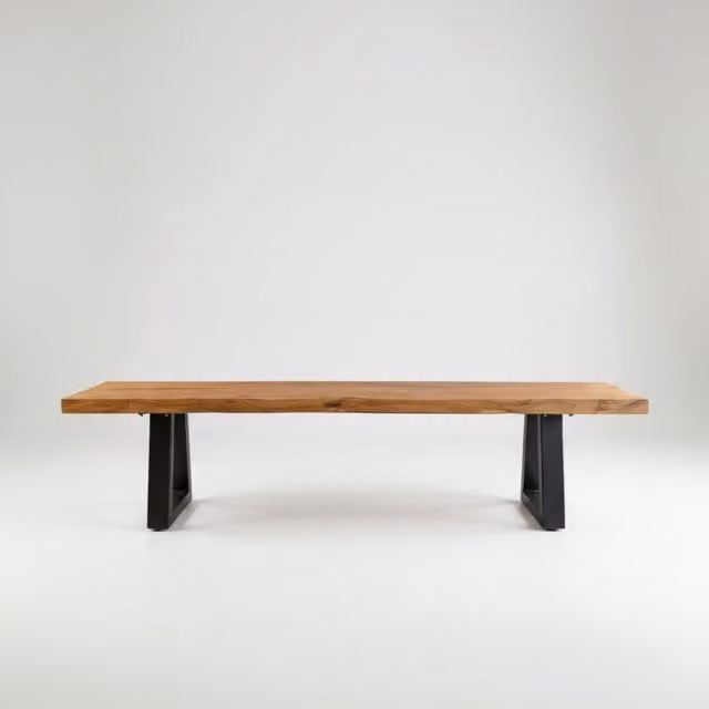 Banco de madera de teca aceitada marrón BAZAR BIZAR An/P/Al: 280 x 30 x 46 cm