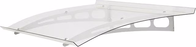 Marquesina Rocha de aluminio y policarbonato transparente y blanca con canalon y diseño curvo