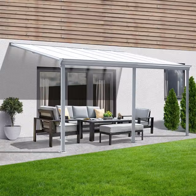 Cerramiento de terraza moderno Home Deluxe en aluminio color blanco An/P/Al: 557 x 303 x 278 cm