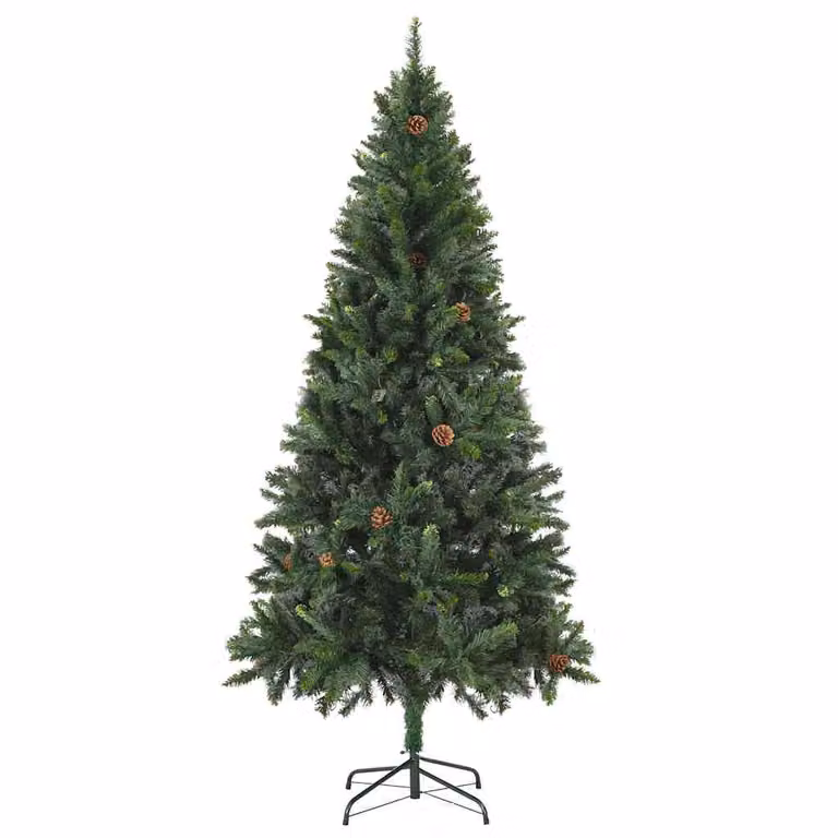 Árbol de Navidad artificial con piñas vidaXL, color verde, Altura: 180 cm
