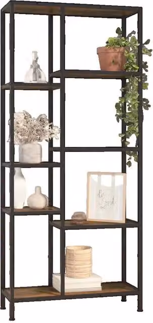 Estantería industrial de madera y metal vidaXL An/P/Al: 80 x 30 x 180 cm en marrón y negro
