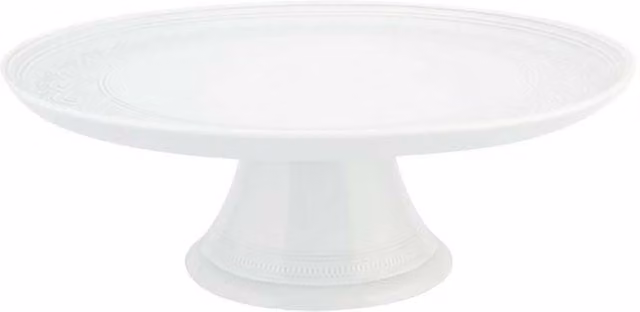 Plato de tarta con pie Ornament de Vista Alegre en bone china blanco