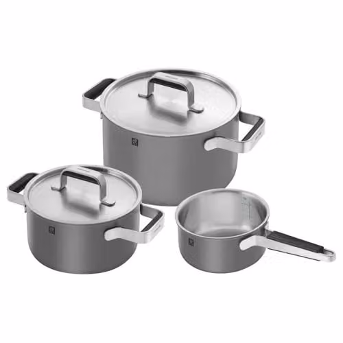Set de 3 cacerolas de acero inoxidable Zwilling en color gris