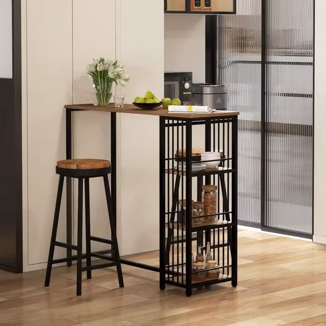 Mesa alta de bar Homcom de estilo industrial en marrón y negro, An/P/Al: 120 x 40 x 105 cm