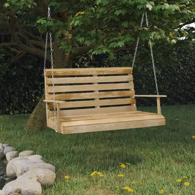 Banco balancín de madera de pino impregnada vidaXL color marrón o verde de 110 cm