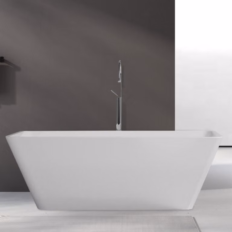 Bañera independiente rectangular de acrílico Zelurxx en color blanco, An/P/Al: 168 x 75 x 58 cm