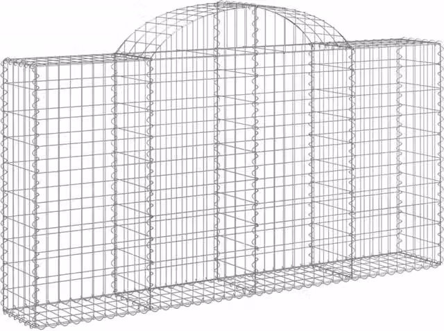 Set de 25 cestas gaviones SYFAX de hierro galvanizado color plata con forma de arco, An/P/Al: 200 x 30 x 100/120 cm