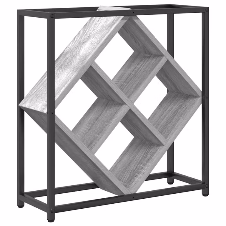 vidaXL Estante para 16 botellas de vino en madera de ingeniería, color Gris Sonoma