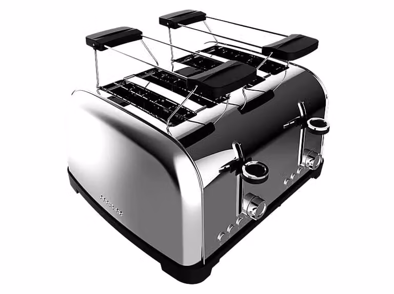 Tostadora Cecotec Toastin' Time 1700 Double Inox de 1700 W en color plata con acabado en acero inoxidable y apagado automático
