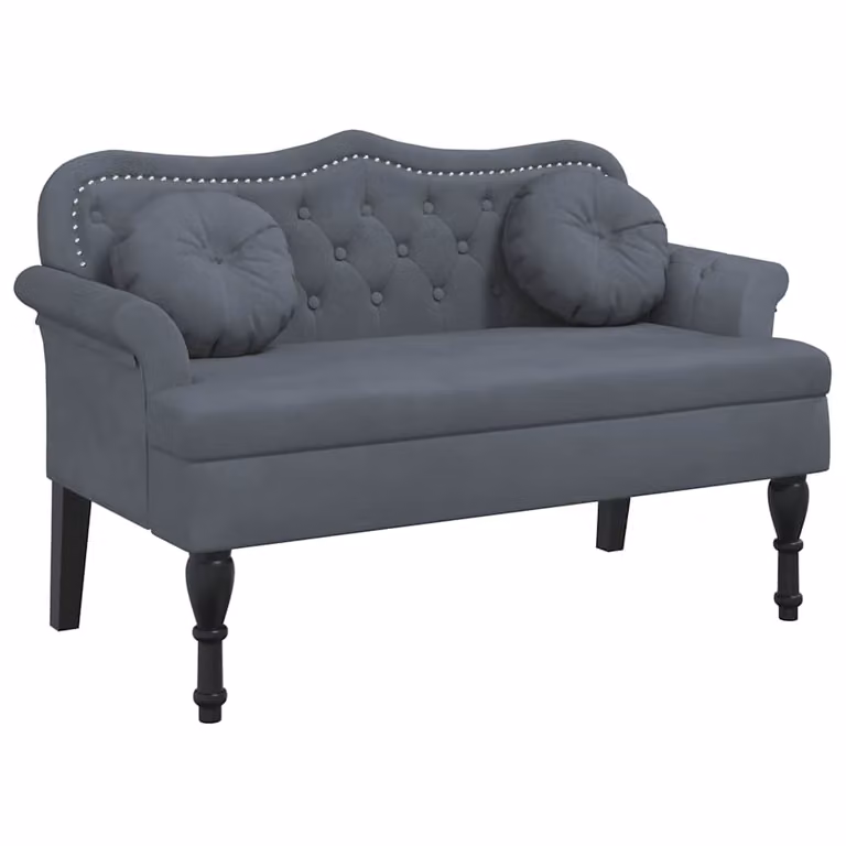 vidaXL Banco con cojines de terciopelo gris oscuro An/P/Al: 120,5 x 65 x 75 cm