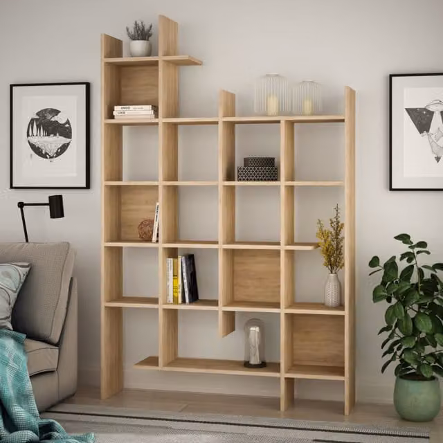 Mueble Bok de CONCEPT USINE con estantes de madera en color marrón, diseño moderno y acabado mate, An/P/Al: 122 x 25,5 x 188 cm