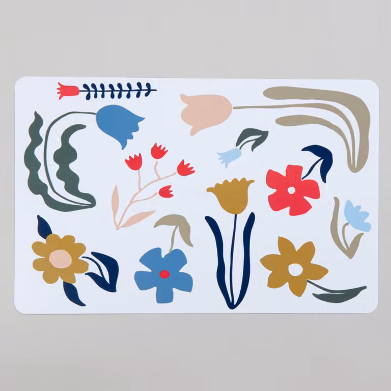 Mantel individual de Maison du Monde con diseño floral multicolor en color blanco y beige, An/P: 44 x 28 cm