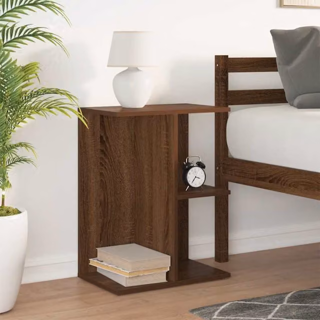 Mesita de noche moderna SYFAX de madera MDF en color marrón para dormitorio, An/P/Al: 46,5 x 29 x 61 cm