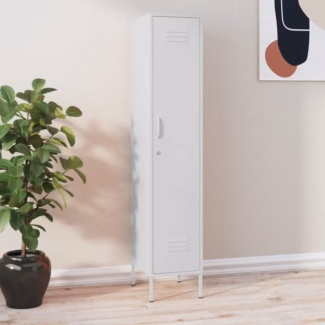 Armario de taquilla de acero blanco vidaXL con puertas batientes y cerradura An/P/Al: 35 x 46 x 180 cm