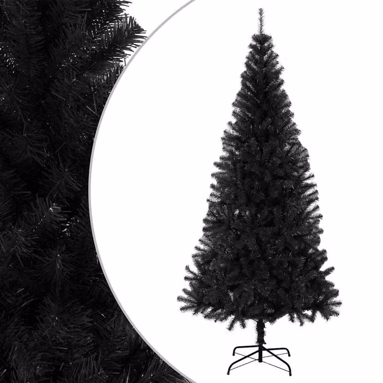 Árbol de Navidad artificial vidaXL con soporte de metal negro, Altura: 210 cm