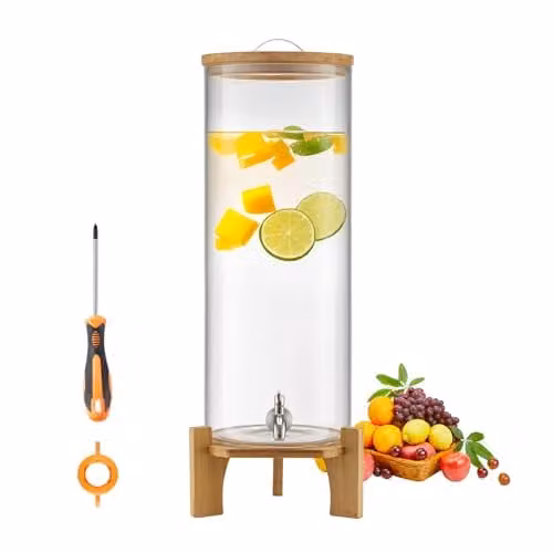 Dispensador de bebidas VEVOR de cristal transparente de 13 l con tapa y grifo antigoteo para zumo, limonada o té helado
