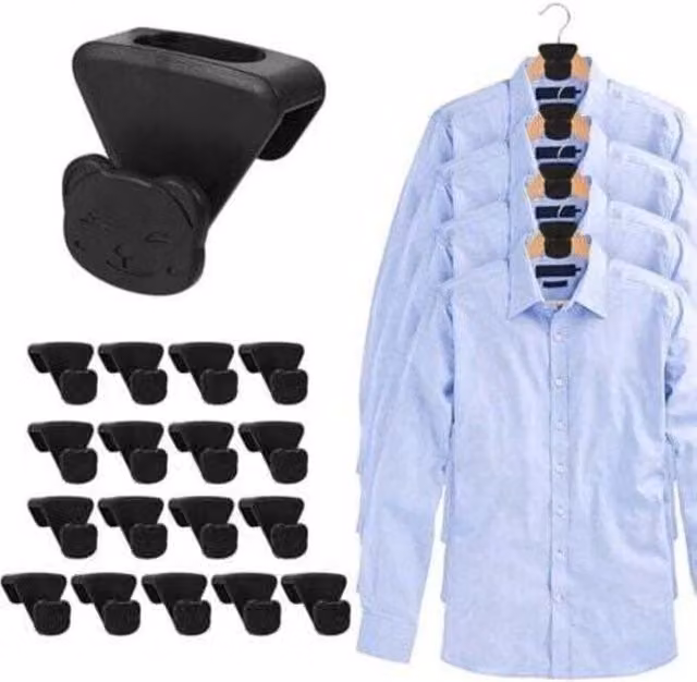 Lote de 18 ganchos ahorraespacio ENOWELIR de plástico resistente en color negro para organizar bolsos y ropa en tu armario
