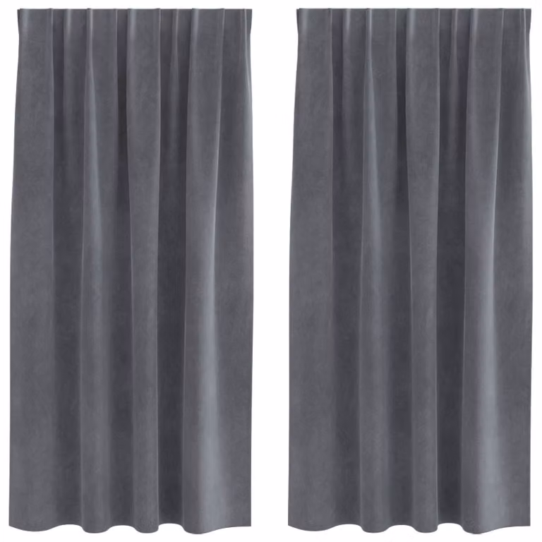 Set de 2 cortinas blackout de terciopelo vidaXL en gris, An/Al: 140 x 175 cm