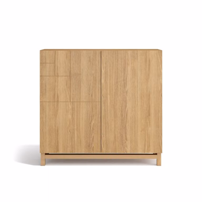 Mueble zapatero Copenhague de HERDASA en color roble con patas de haya An/P/Al: 90 x 27 x 90 cm