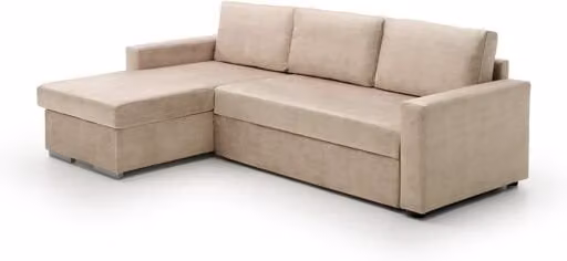 Sofa cama chaise longue Isabella Velare beige con estructura de madera de pino y fundas extraíbles para tu salón o dormitorio
