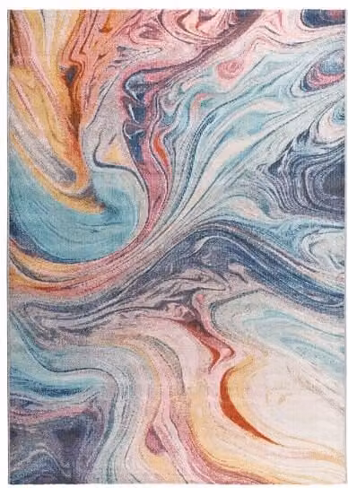 Alfombra abstracta de pelo corto Samara multicolor de Atticgo, An/P: 80 x 150 cm