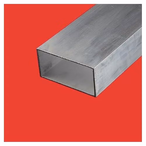 Tubo rectangular de aluminio Commentfer color plata, An/P: 100 x 50 mm, Longitud: 3 m, Grosor: 4 mm