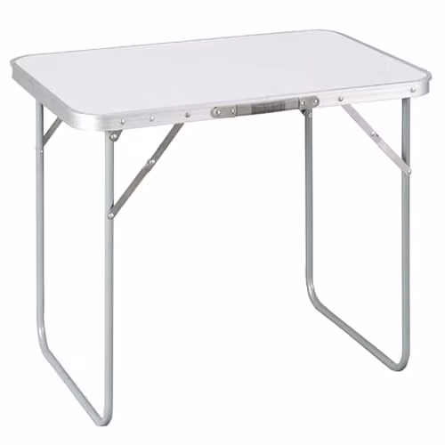 Mesa plegable COSHANO de aluminio y tablero MDF para camping y jardín, color blanco, An/P/Al: 80 x 60 x 70 cm