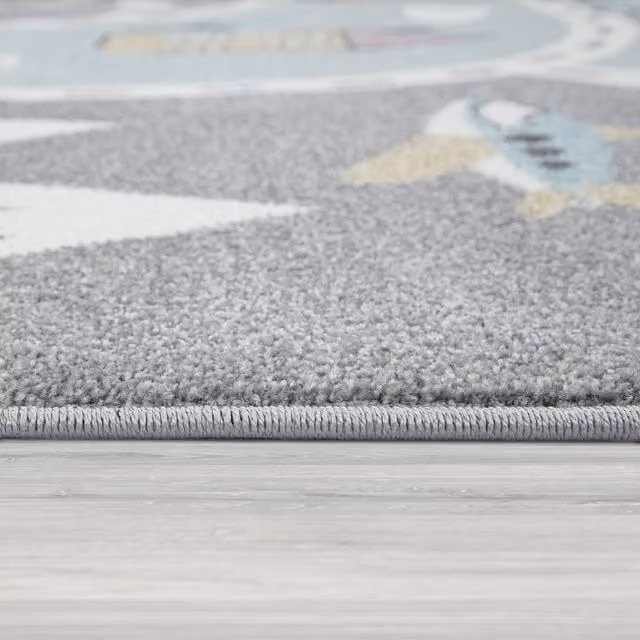 Alfombra infantil Caprise verde y multicolor de forma redonda con diámetro de 160 cm
