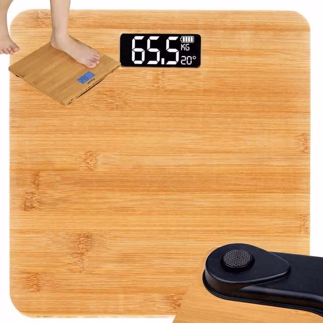 Báscula digital personal Verk de bambú marrón con capacidad de 180 kg