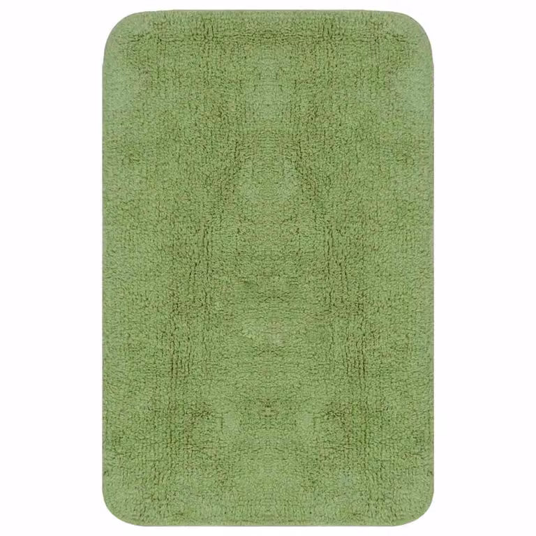 Conjunto de 2 alfombrillas de baño de algodón vidaXL, color verde, antideslizantes y lavables