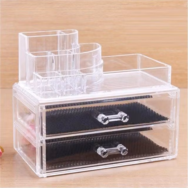 Organizador de cosméticos y maquillaje Trade Shop Traesio con 8 compartimentos en acrílico transparente y multicolor