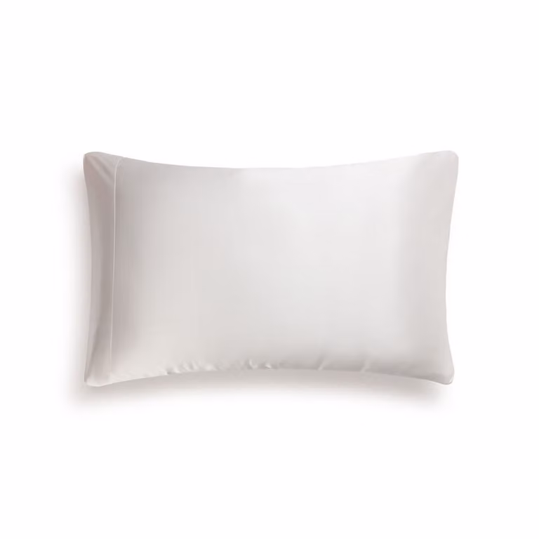 Funda de almohada Textura Interiors de seda y algodón satén mako de 300 hilos, color blanco, An/P: 45 x 95 cm
