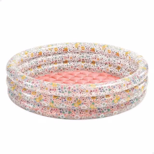 Piscina hinchable Intex Sweet Blossom para niños con diseño de flores, color rosa y suelo acolchado, An/P/Al: 250 x 250 x 12 cm