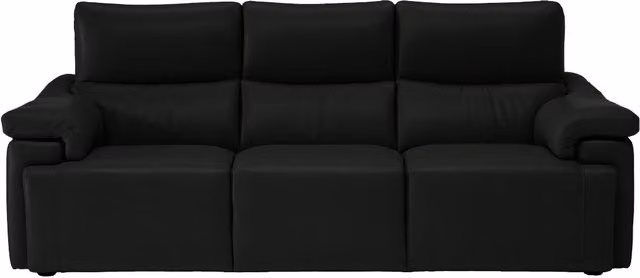 Sofá de piel de 3 plazas Natuzzi Editions Jefferson M55 con relax eléctrico y reposacabezas ajustable en color negro