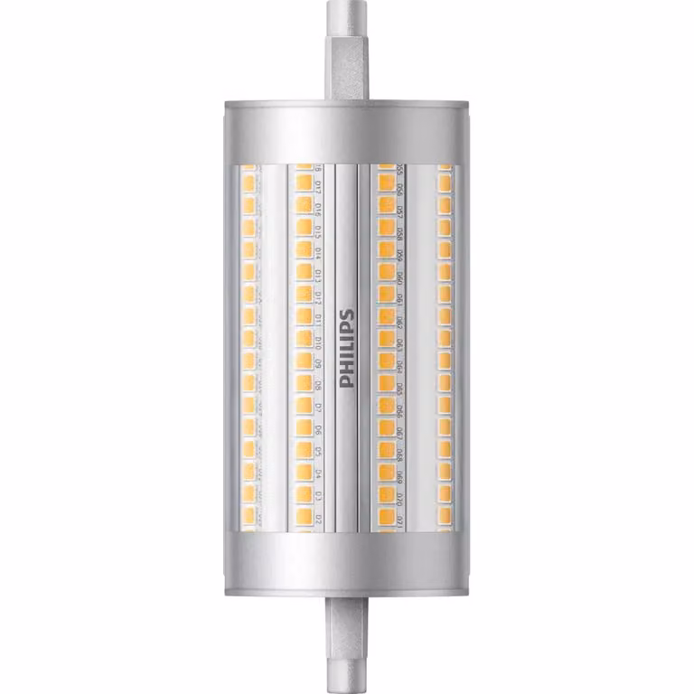 Bombilla LED Philips CorePro lineal de luz blanca cálida 3000 K, 150 W, casquillo R7s, color plata